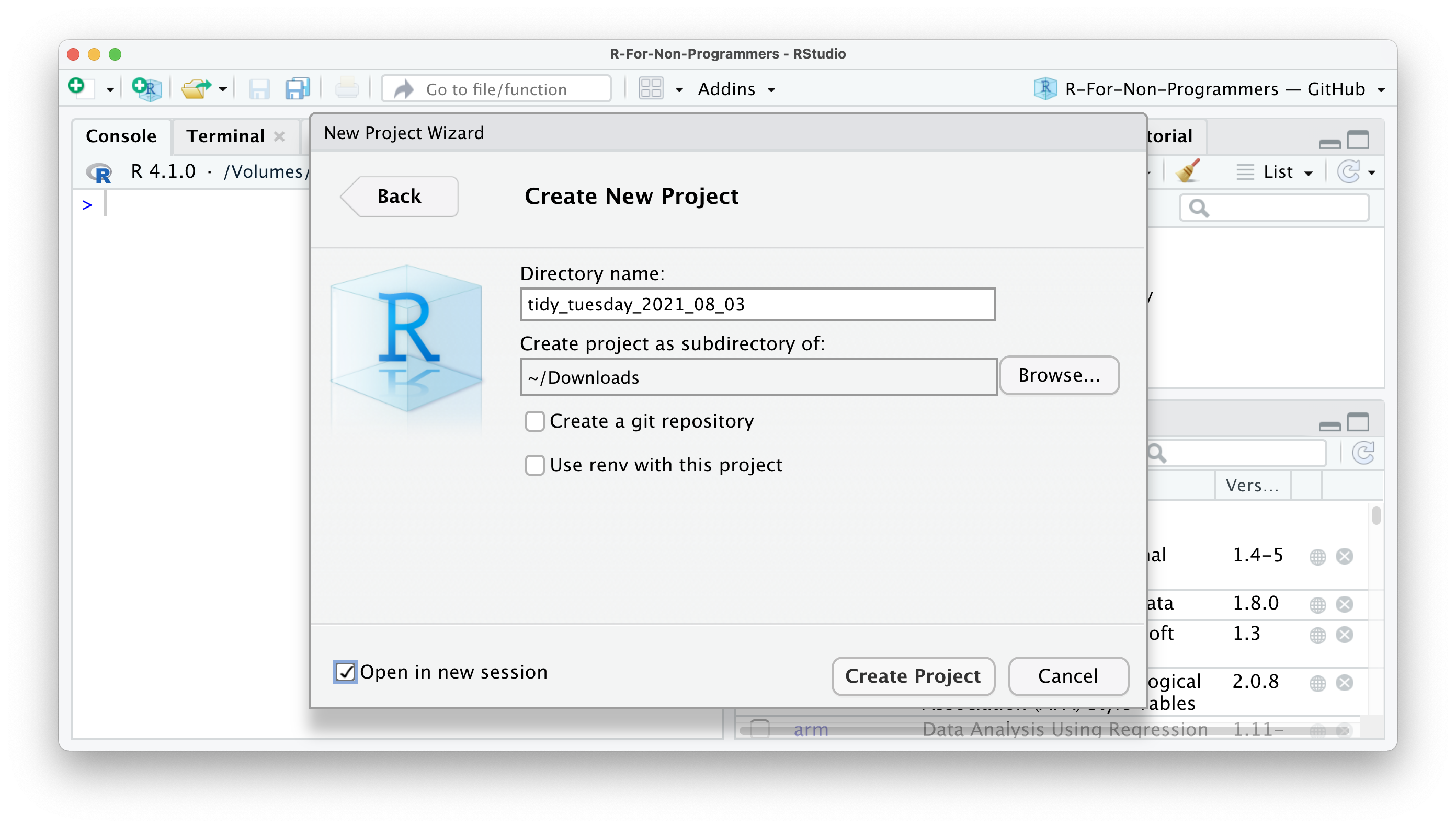 Choose a directory name for your new project